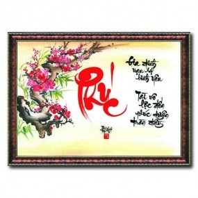 Tranh thư pháp vẽ tay chữ -PHÚC-